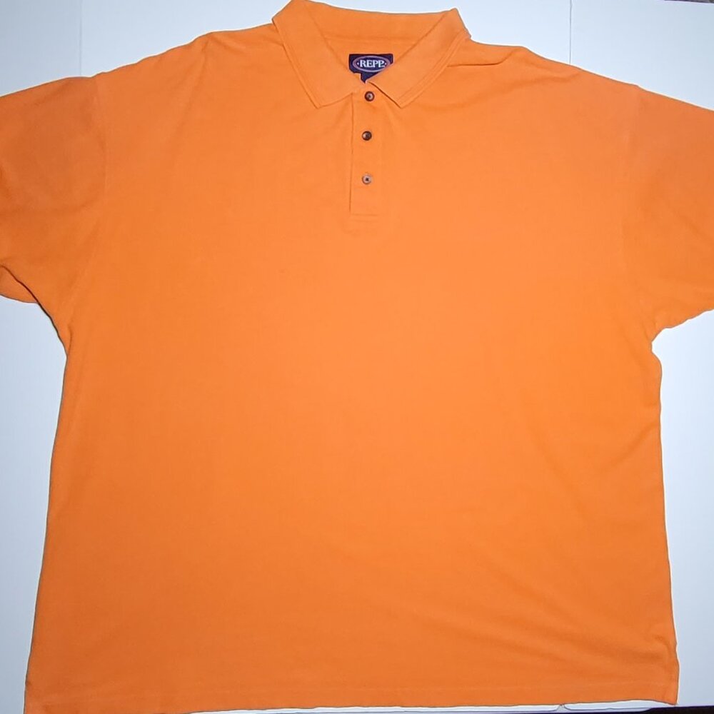 Repp Mens Orange Short Sleeve Cotton Polo Size 4X / BIG
